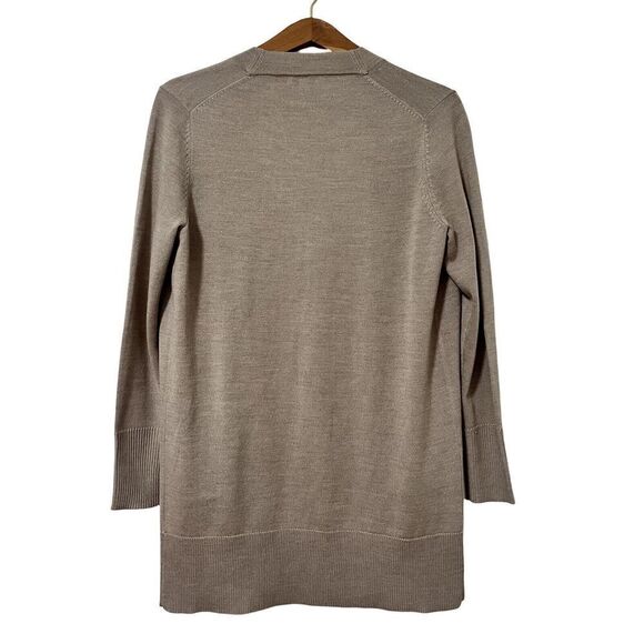 Nordstrom Women's Merino Wool Blend Cardigan XS Taupe Open Front Cozy Sweater - Picture 2 of 6